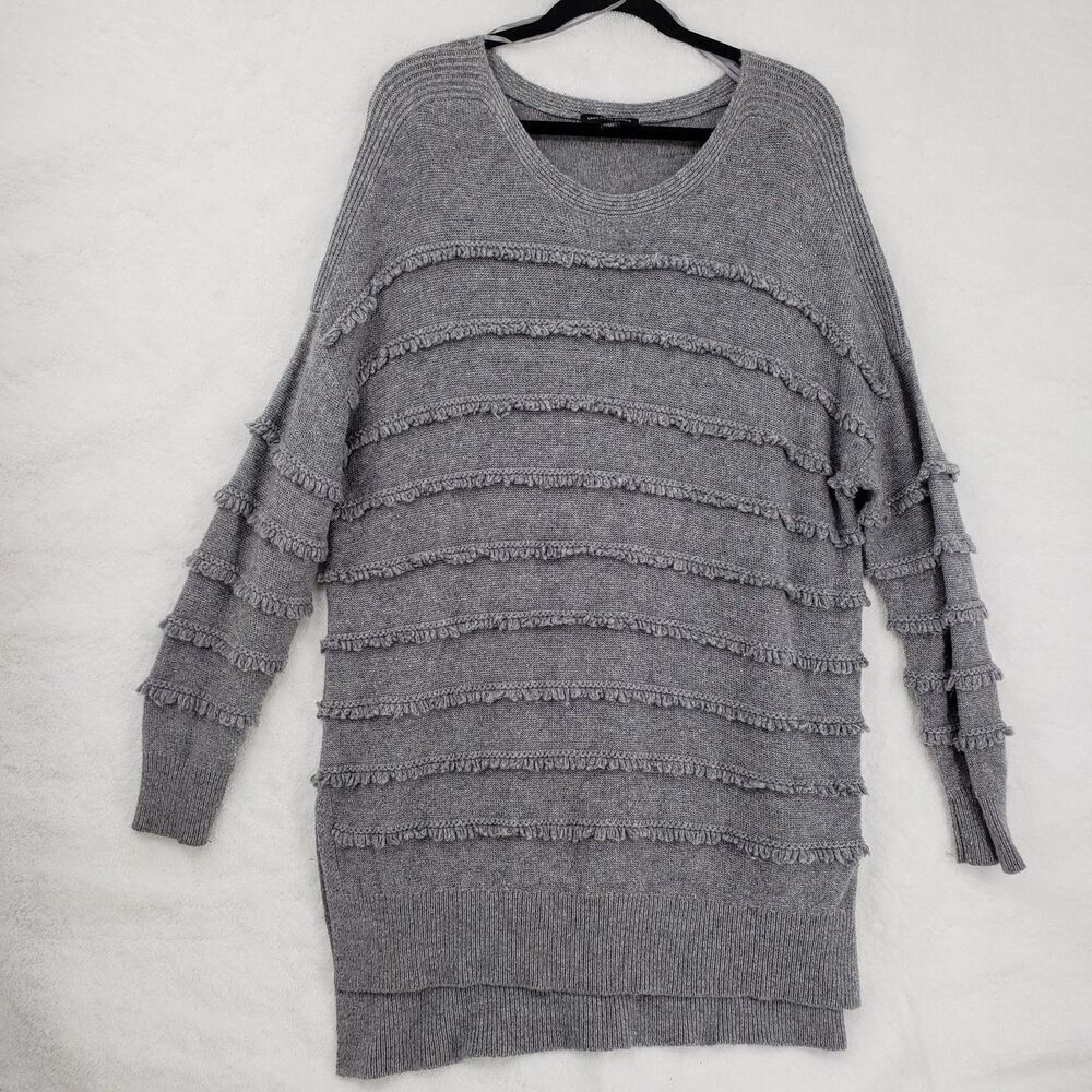 Saks Fifth Avenue Sweater Womens XL Fringe Textured Pullover Wool Cashmere Blend